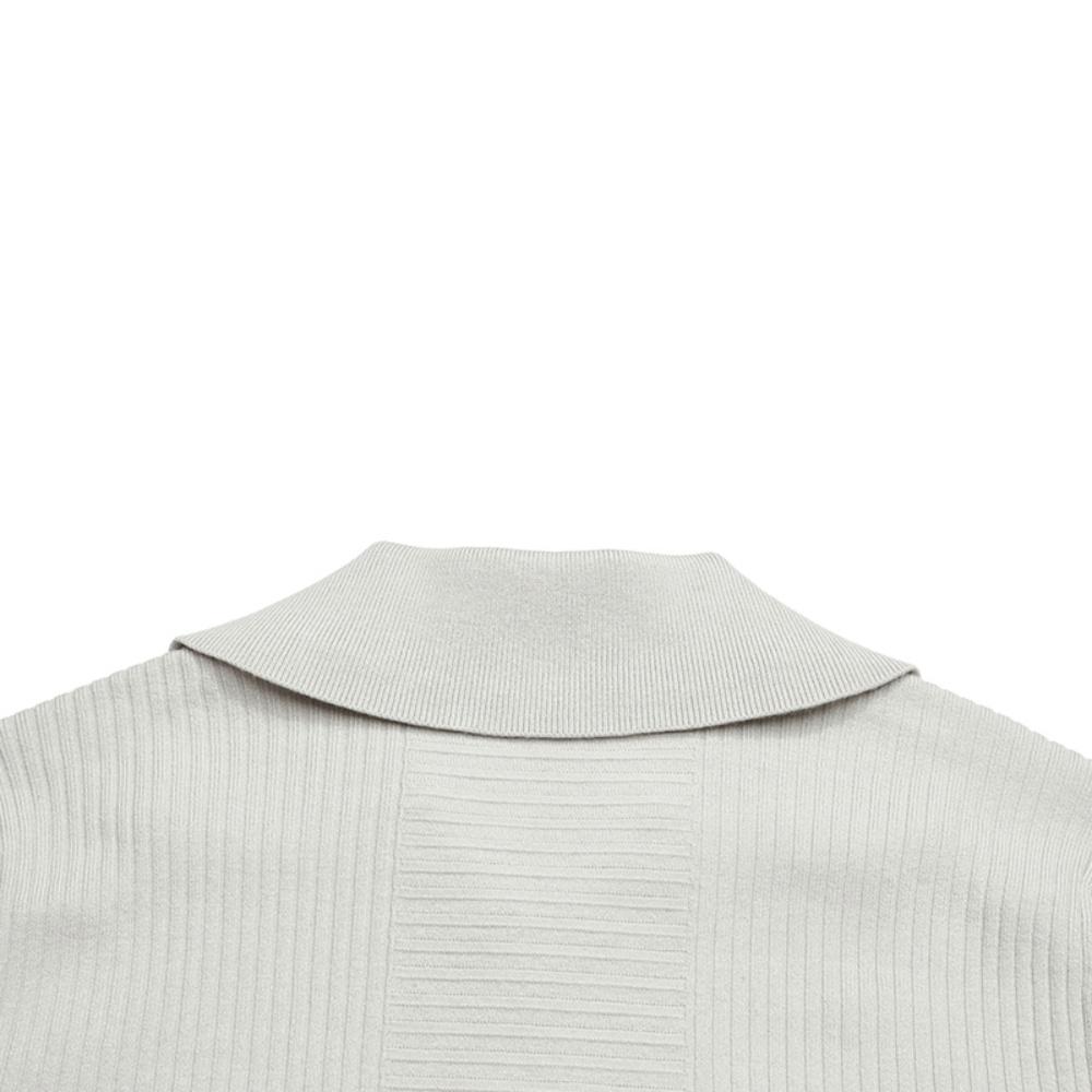 Fila Серия Милано Простой Модный Классический Универсальный Мягкий Удобный Теплый С длинным рукавом Приталенный Вязаный свитер Женские топы Светло-серый Кремовый F11W545403FIV