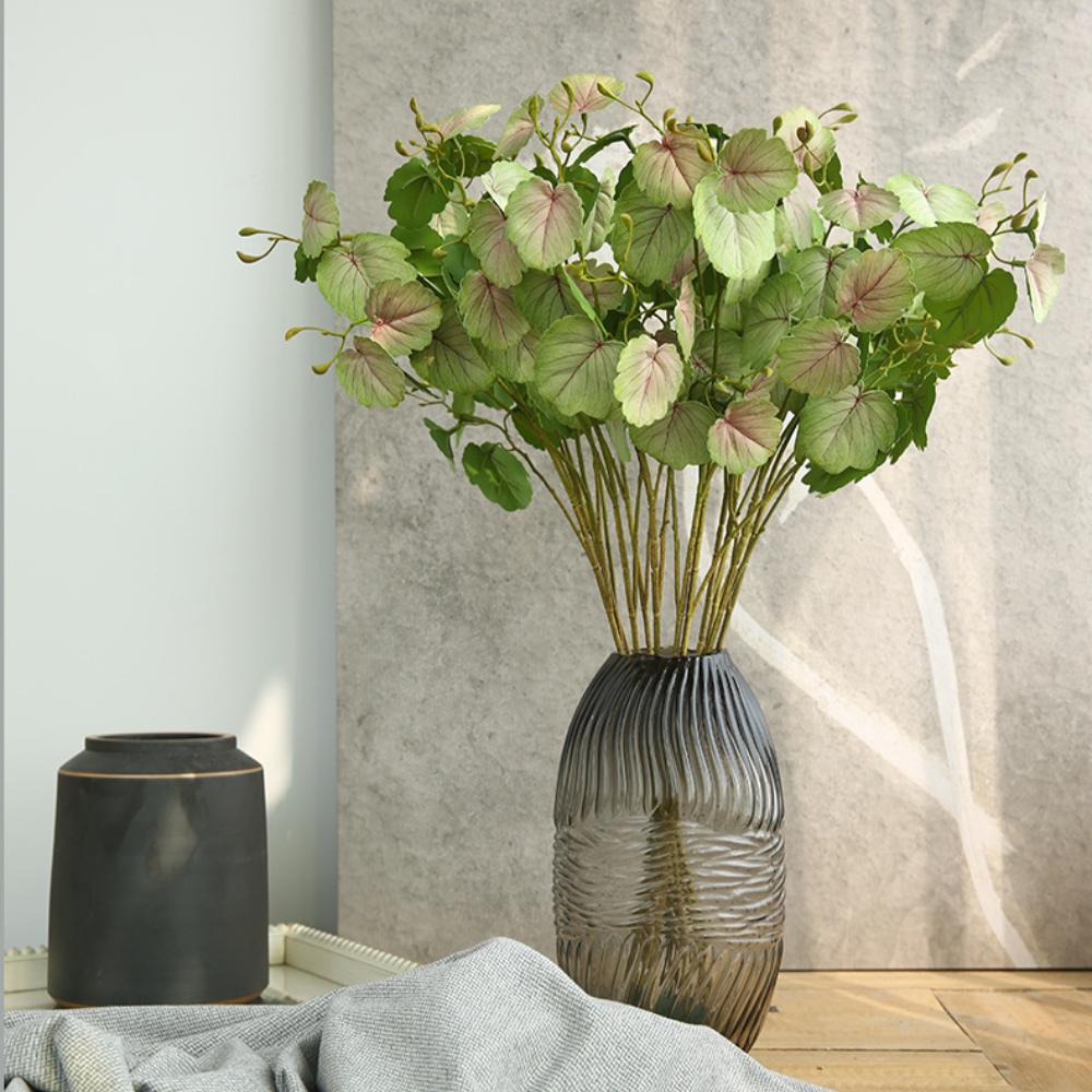 3PCS Fake Elephant Ear Plant Artificial Plants with Long Branches and Stems Fake Fall Greenery Stems for Fall Greenery Backdrop Indoor Home Decor