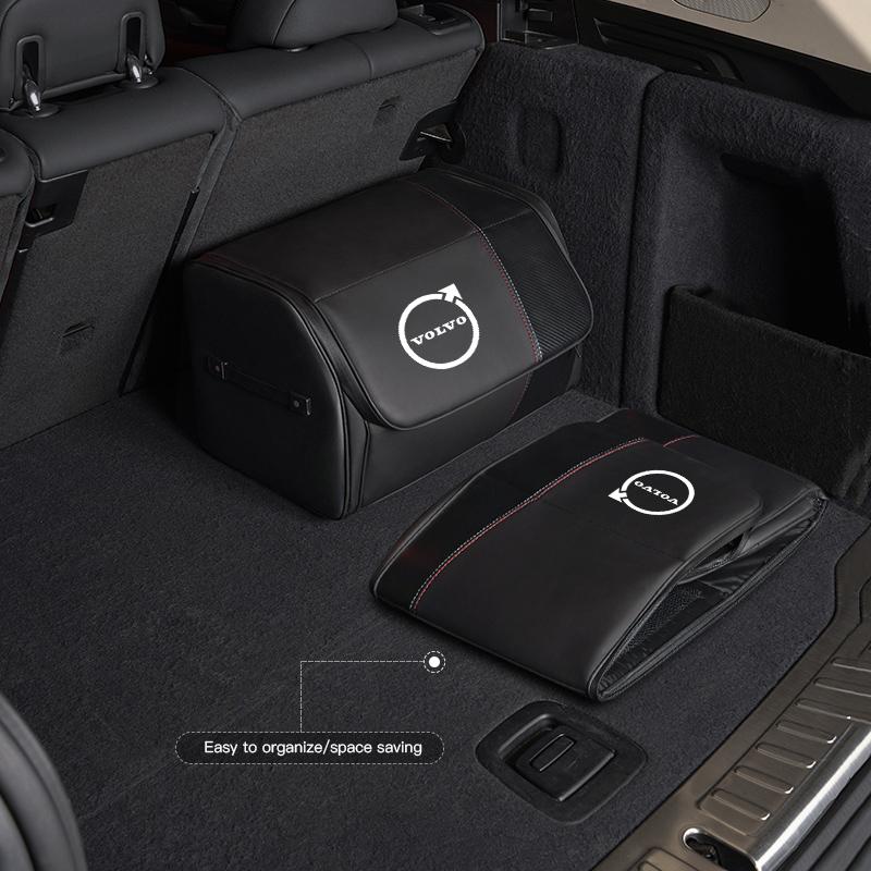 Car Trunk Organizer Carbon Fiber Leather Storage Box Tools For Volvo XC90 V90 V60 XC60 V40 EC40 EX40 S80 S60 S90 C40 XC40 V70 XC