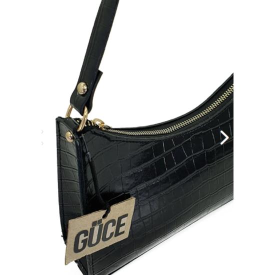 Черная сумка через плечо Baguette Baguette с крокодиловым узором