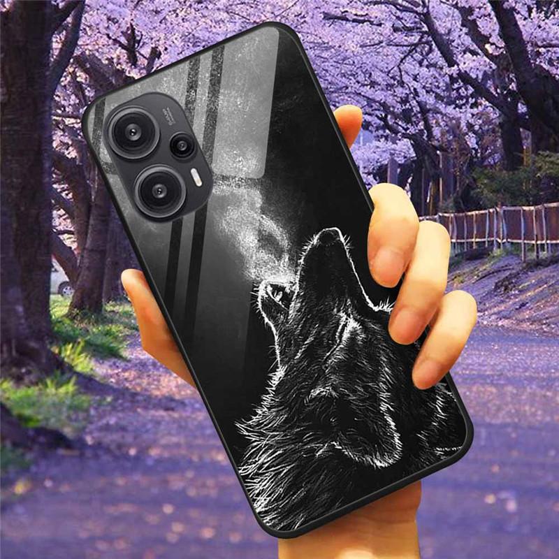 Для Xiaomi Poco F5 5G / F5Pro Чехол Закаленное Стекло Озеро Луна Жесткая Защитная Крышка для POCO F5 Pro Capas Funda на PocoF5 Роскошный Coque