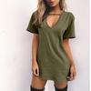 Летнее сексуальное свободное повседневное платье с глубоким v-образным вырезом и короткими рукавами для женщин