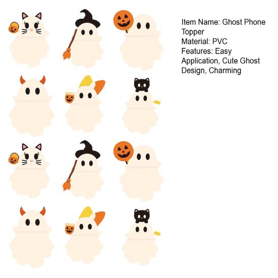 Halloween Ghost Phone Buddy Cute Stick-On Ghost Phone Topper Peel-and-Stick Mini Phone Figures Surprise Toy for All Phones Desk Decor