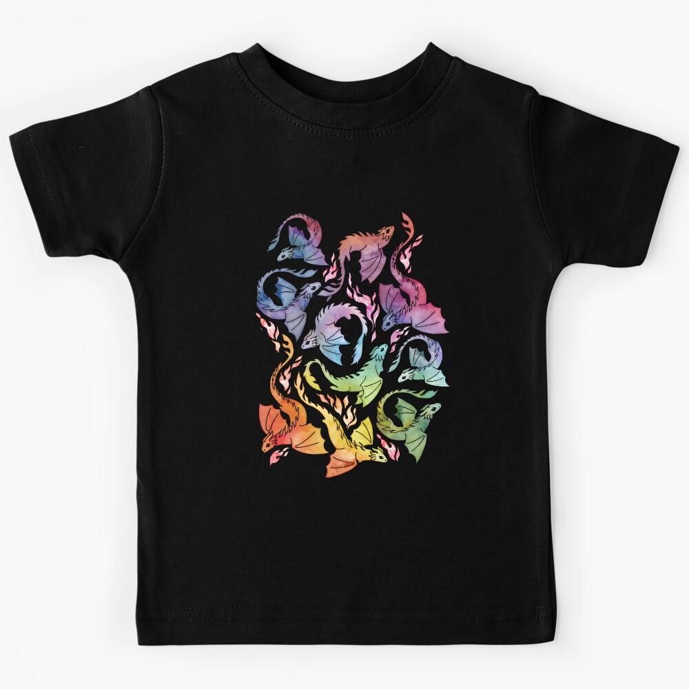 Dragon fire dark rainbow Kids T-Shirt