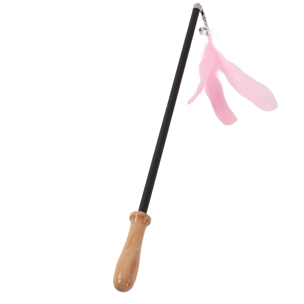 Кошачья палочка-дразнилка, выдвижная интерактивная игрушка-перо для кошек с колокольчиком для котенка, розовый