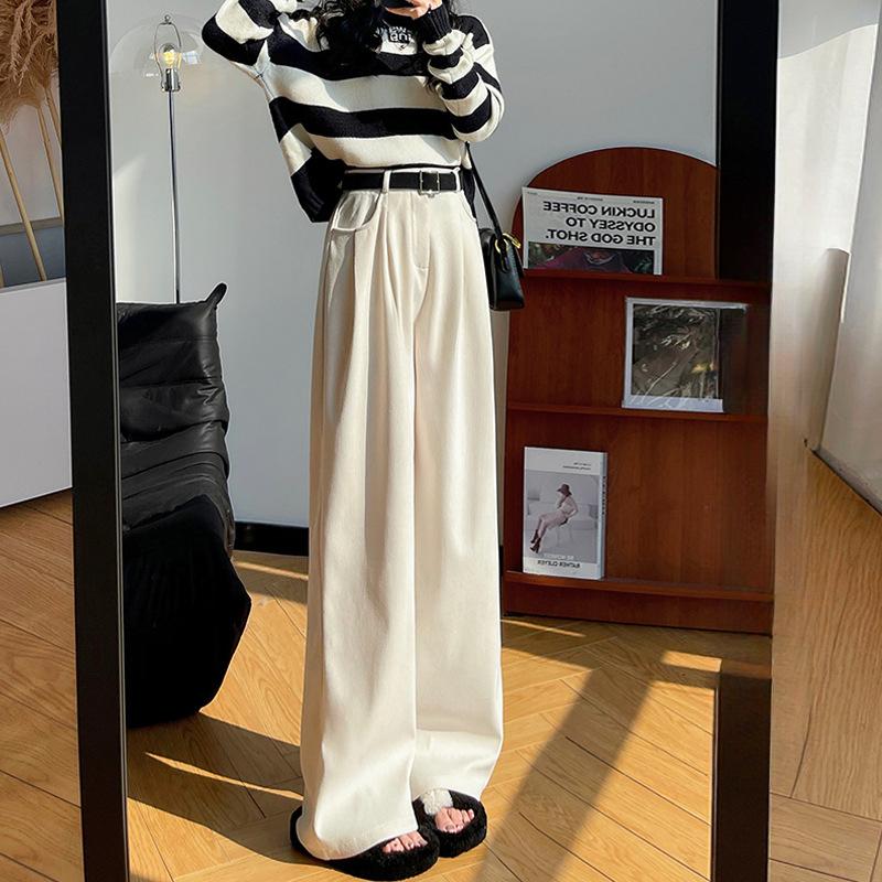 Women's Suit Pants Women's Pants Spring and Autumn New Thin Straight Casual Pants High Waist Drooping Wide Leg Pants