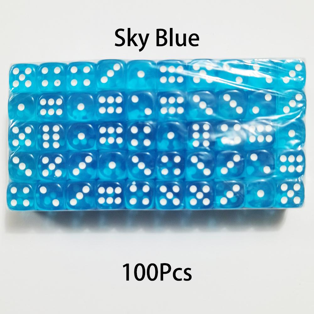 100Pcs/Set 6 Sided Dice 14Mm D6 16 Transparent Optional Color Acrylic Rounded Edges Dice For Table Board Games Party Dnd