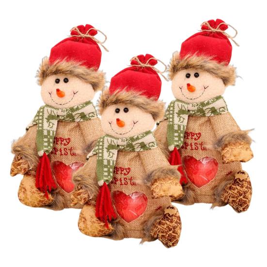 3 шт. Рождественские подарочные пакеты Снеговик Санта Лось Узоры Декоративные пакеты для конфет Многоразовые праздничные подарочные мешочки