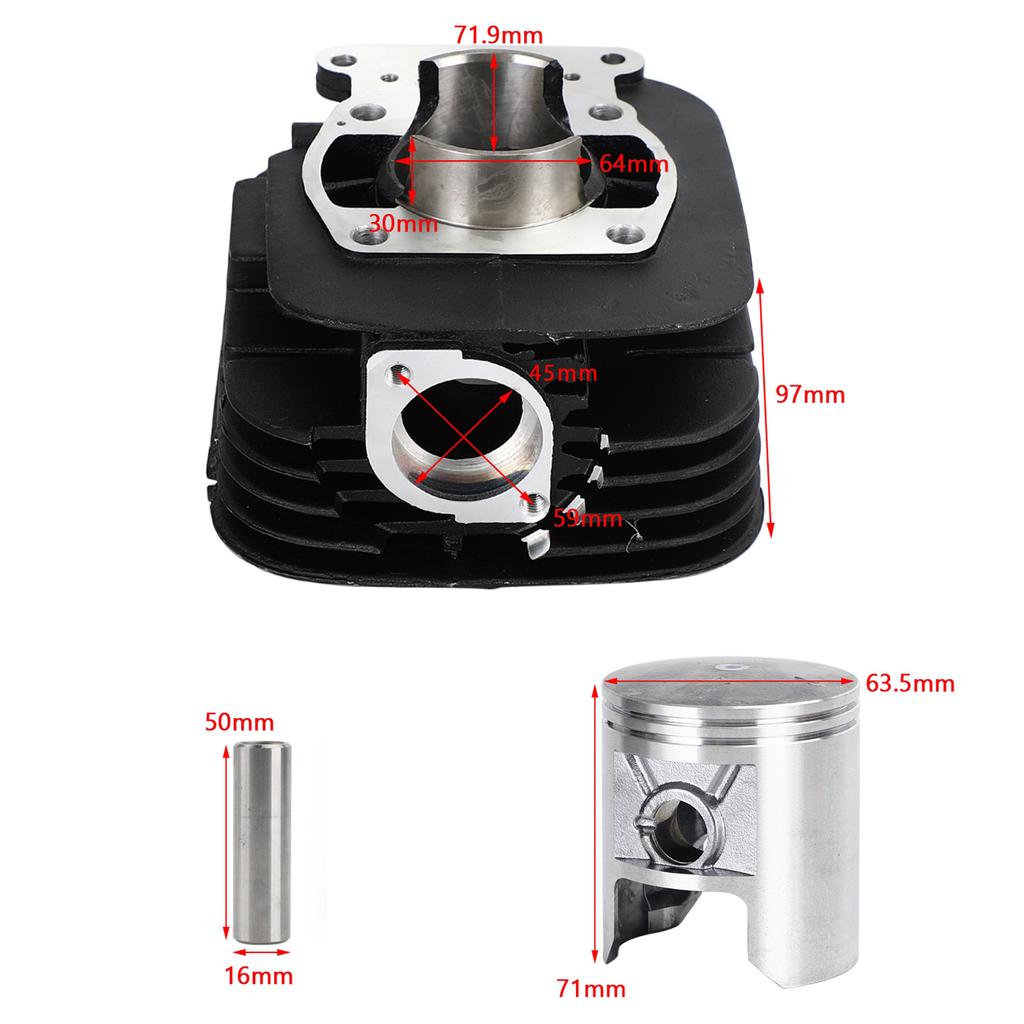 Комплект цилиндра, поршня и гильзы, диаметр 64 мм, для Suzuki TS185 Sierra 1977-1979 11210-29901