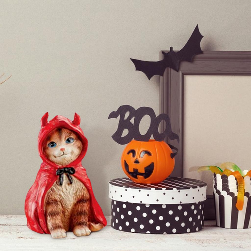 Halloween Cute Cat Resin Sculpture Decoration Holiday Home Decoration