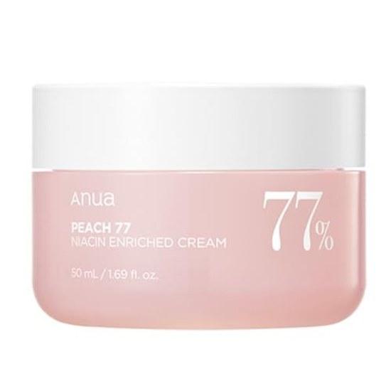 ANUA Крем для лица с персиком 77% и ниацинамидом, Rich Moisture Cream 50 мл, Уход за тоном кожи, Увлажняющий, Сияющий, Для сухой и комбинированной кожи, Peac Skincare, Корейская косметика
