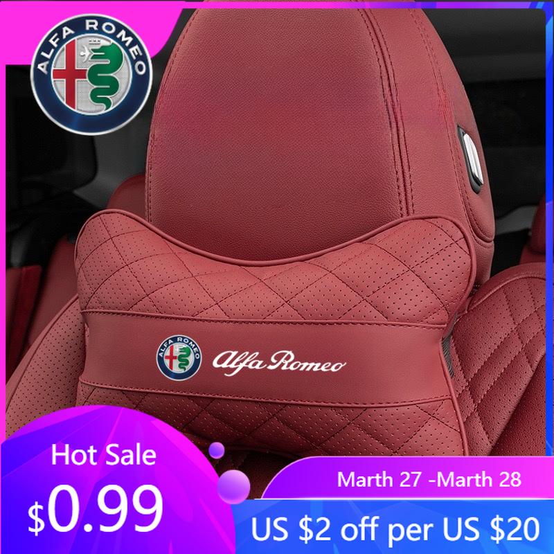 For Alfa Romeo Memory Foam Car Neck Headrest Pillow Auto Car Seat Pillow For Alfa Romeo Giulietta Mito Giulia Stelvio Brera 147