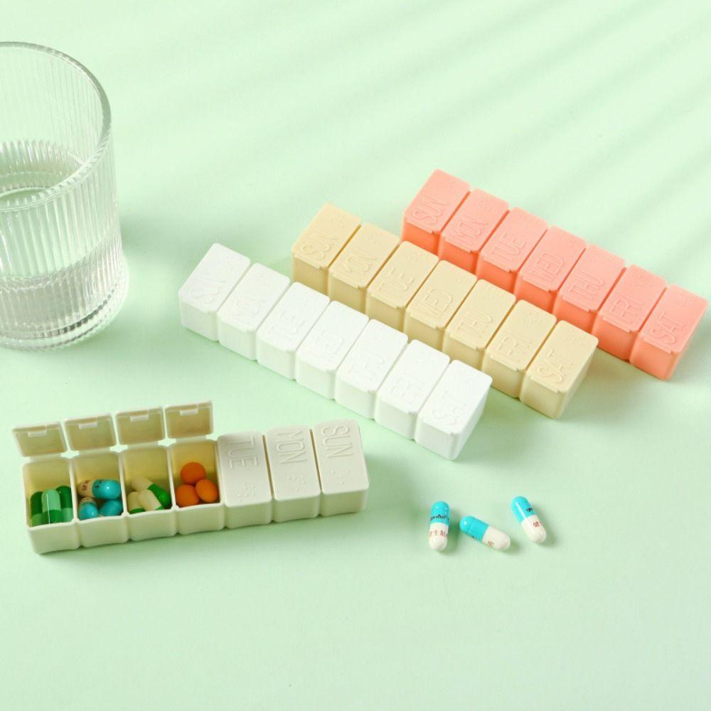 With Lid 7-frame Rectangular Pill Box Long Strip Weekly Medicine Pill Storage Box Home