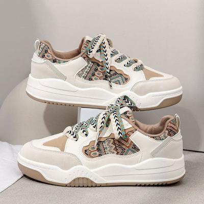 Кроссовки женские на платформе кроссовки винтажная вышивка повседневная обувь модная толстая подошва на плоской подошве скейтборд обувь для ходьбы беговые кроссовки