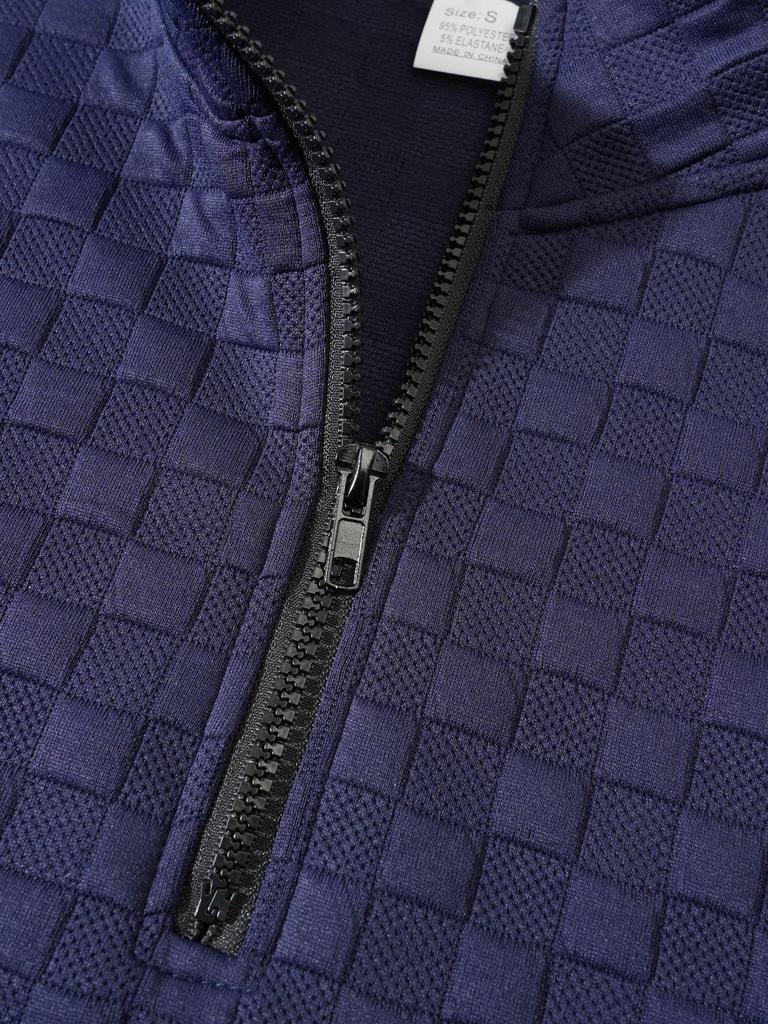 Мужская тактическая флисовая толстовка на молнии в клетку с воротником-стойкой