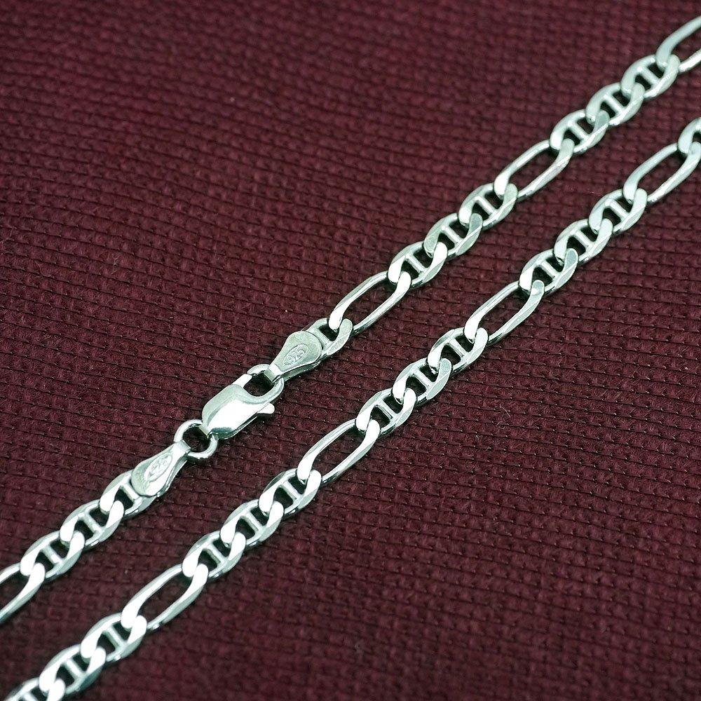 Сделано в Италии Серебряное ожерелье-цепочка NEO Figaro 925 пробы, цвет ko Ширина 4 мм Тонкий Толщина 1 мм Длина [Silver One] Мужское [Silver 45 см]