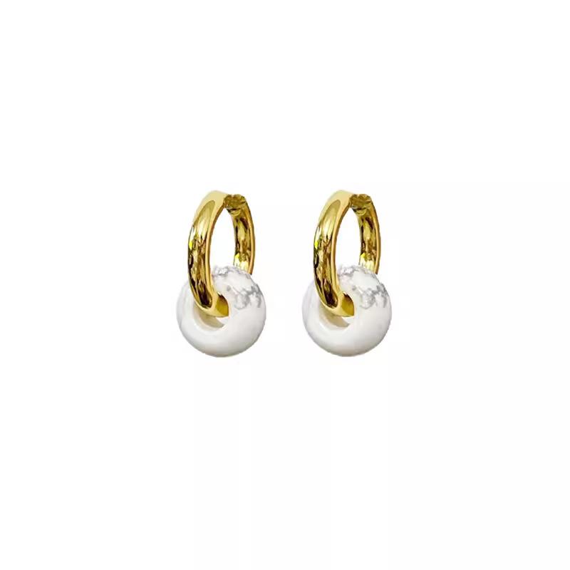 Пряжка для ушей из натурального агата и нефрита, два вида круглых сережек с пряжкой, улучшенное чувство света, роскошь, простая безопасная пряжка, кольцо