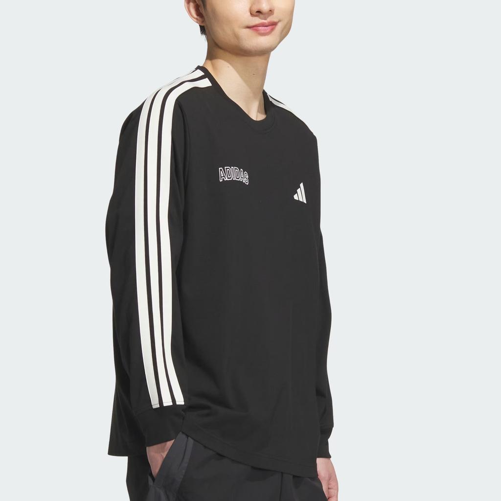 adidas Ss25 Современная спортивная футболка в полоску, вязаная, свободного кроя, с длинным рукавом, мужские топы KC2840