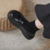 Qiao Feifei~ Platform Loafers Women's 2023 Muffin Shoes Versatile Black British Style Small Leather Shoes One Pedal Single Shoes