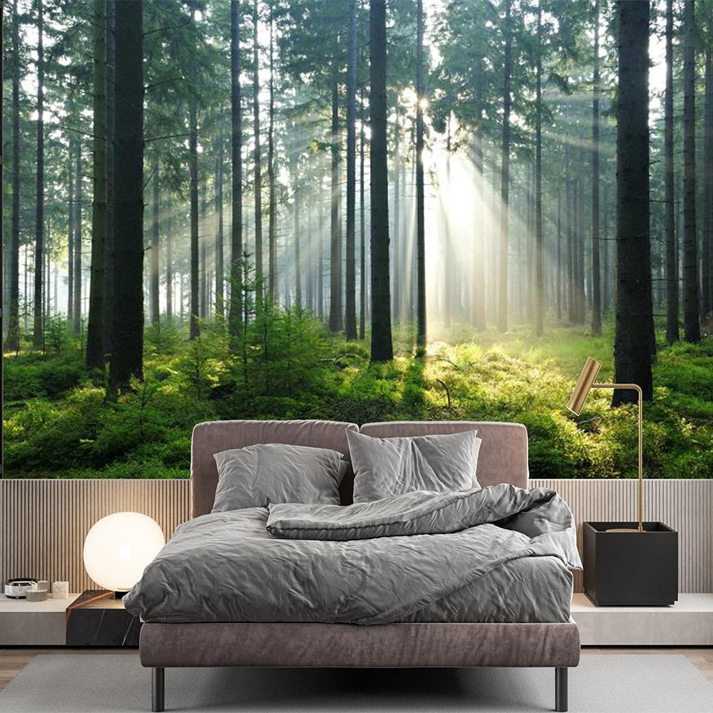 3d обои с лесом, современный лес, дерево, настенная роспись, гостиная, ресторан, фон, настенные фрески с лесом