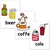 English Word Cards Flashcards, (Drinks) A5 Size