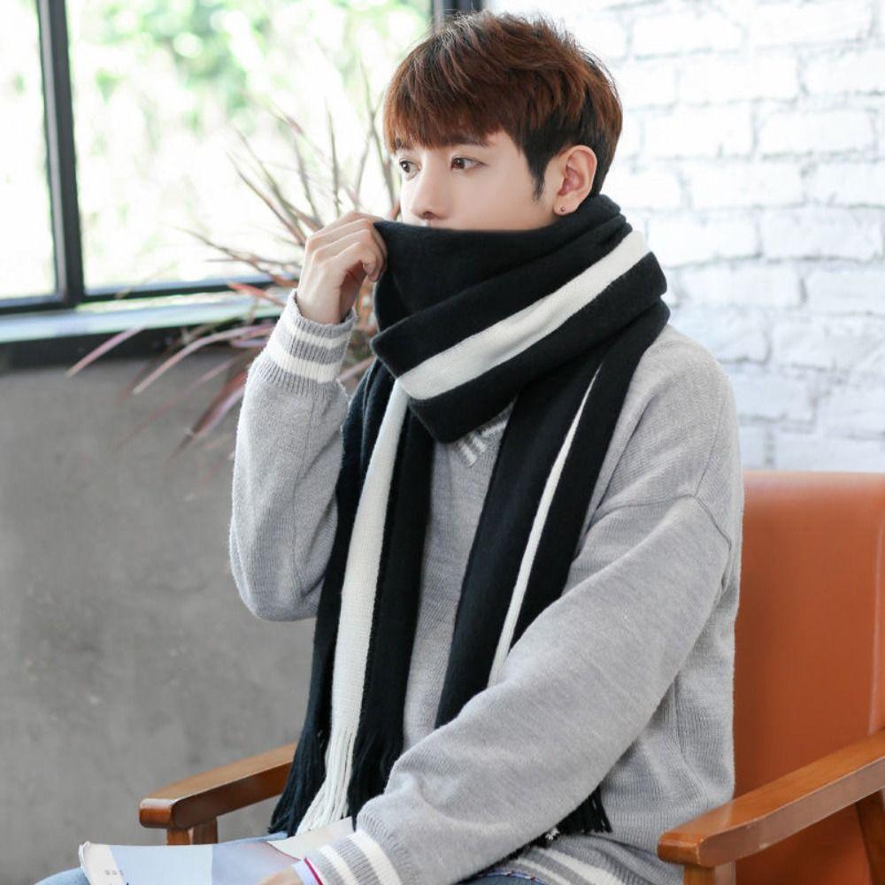 Windproof Long Wool Tassel Scarf Korean Style Winter Neckerchief Men Cashmere Scarf Women/Male