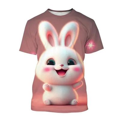 Летние милые мультяшные кролики 3D принт футболки женская уличная одежда повседневная мода Y2k футболка с коротким рукавом футболки с круглым вырезом топы одежда
