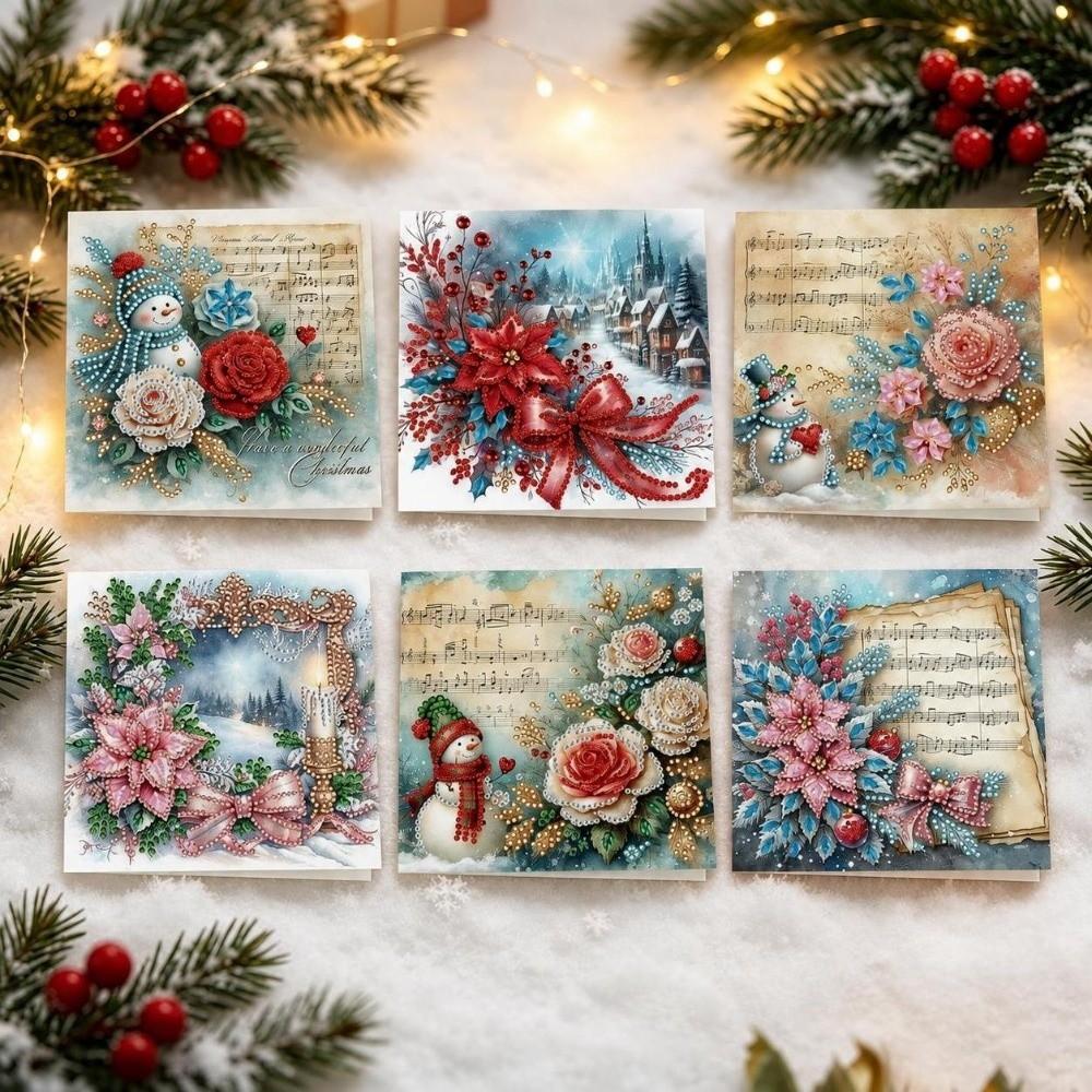 6Pcs/Set Unique Design Painting Greeting Cards Christmas DIY Greeting Cards Birthday
