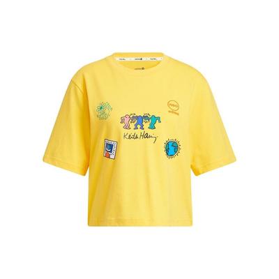 Neo Keith Haring SS22 Повседневная футболка с круглым вырезом и короткими рукавами из мультфильма Женские топы Желтый HD7253