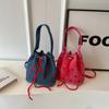 High Quality Women's Shoulder Bags Hot Sale New Trend Design Drawstring Opening Embroidery Love Logo Women's Crossbody Bag