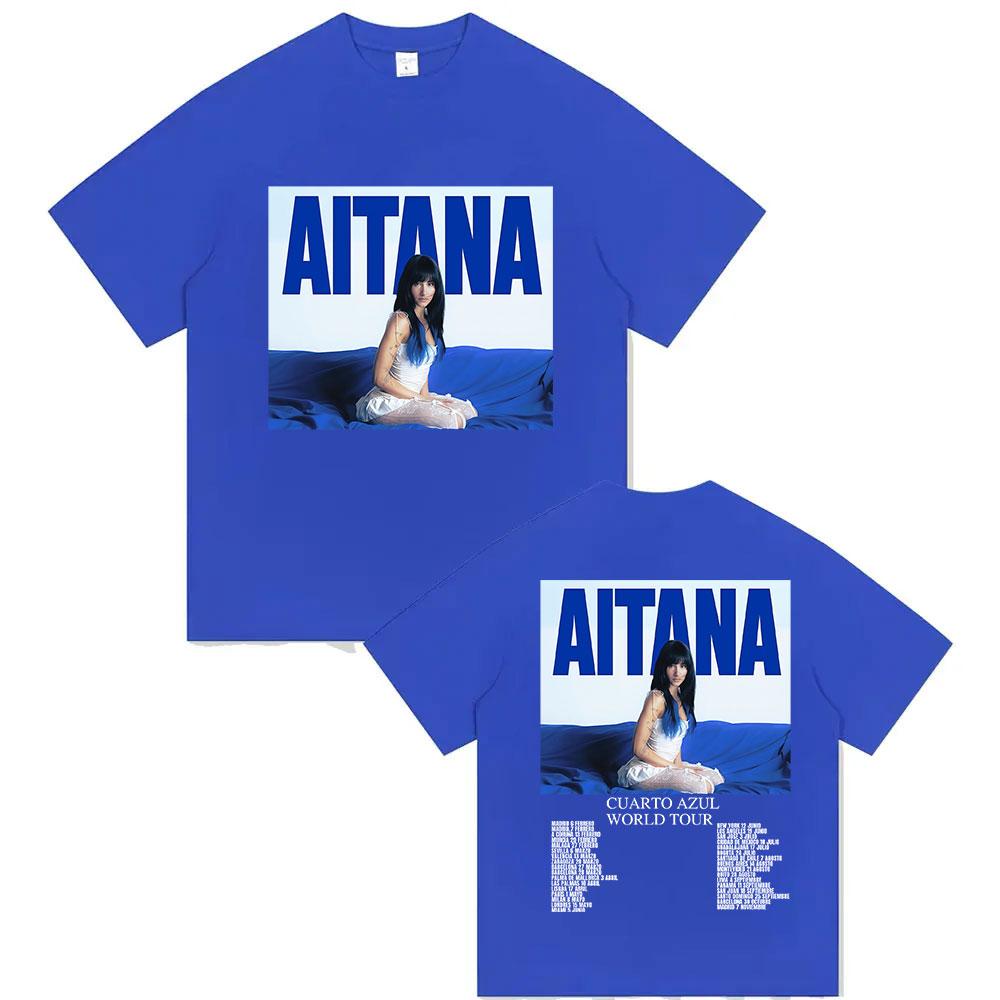 Singer Aitana Cuarto Azul World Tour 2025 Graphic Tshirt for Unisex and Women Retro Fashion Summer Print 100 Pure Cotton Tshirt