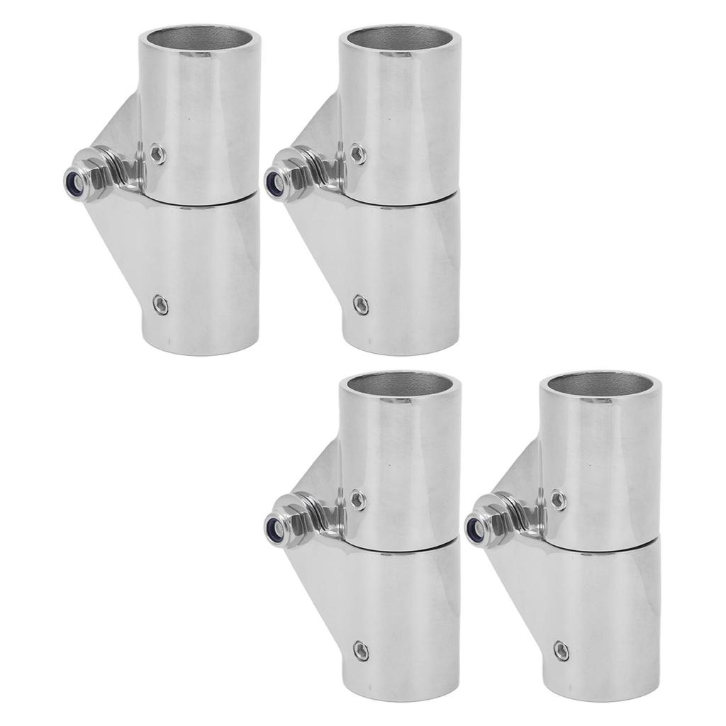 4Pcs Swivel Pipe Connector 25MM Stainless Steel Rugged Stable Boat Pipe Connector for Marine Yachts Inflatable Yachts