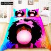 African American Black Girl Duvet Cover Black Girl Magic Bedding Set Cute Little Afro Black Princess Bed Cover Girl Room Decor