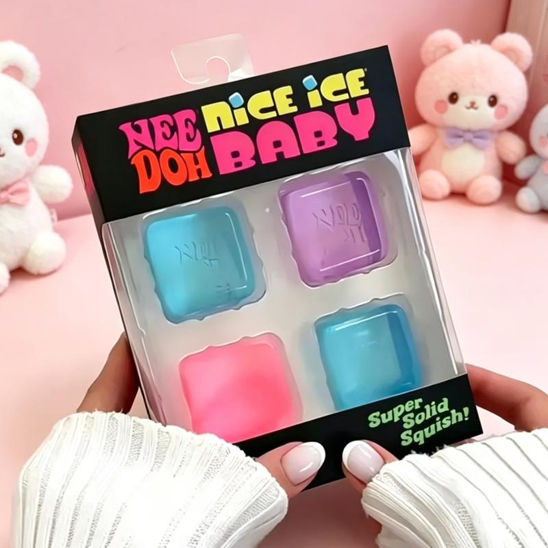 Needoh Teenie Nice Ледяные Кубики Игрушки-Антистресс Мини Набор из 4 Штук Медленно Возвращающиеся Сквиши Игрушки Снятие Стресса Игрушка-Антистресс для Подарков на Вечеринку
