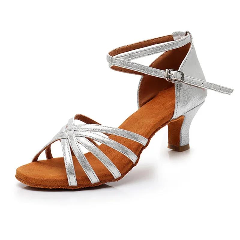 Профессиональный каблук 7см/5см Сатин без узла Сальса Танго Бальные Латиноамериканские танцевальные туфли Женские Zapatos De Baile Latino Mujer
