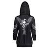 Women's Fashion Hoodie Laced Jacket with Skull Print In Gothic Punk Style with Long Sleeves On Lightning Hoodie