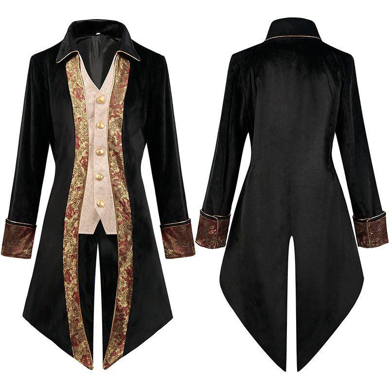 European and American Men's Steampunk Medieval Jacket Gothic Outerwear Uniform Gothic Coat Uniform