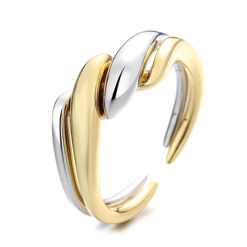 Korean Style Fashionable Color-blocked Thick Twist Ring Twisted Geometric Two-piece Set Stacked Punk Open Ring