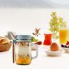 450ml with Lids Spoons & Handle Glass Breakfast Jar Oats Container Overnight Oats Jars Yogurt Pot