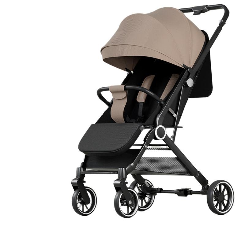 Легкая детская коляска с большим капюшоном, двойным тормозом, дорожная коляска для самолета, складывающаяся одной рукой, для положения сидя и лежа