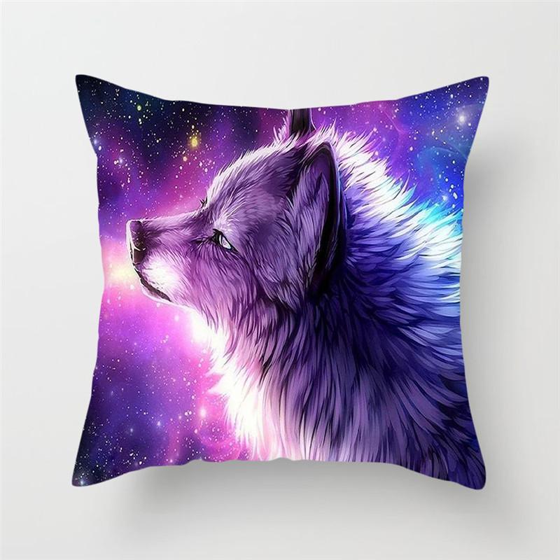 45x45cm Polyester Wildlife Print Cushion Cover Wolf King Photo Pillow Cover Home Sofa Decoration Pillowcase