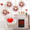 4 Pcs Valentines Day Wreaths Kitchen Cabinet Wreaths Farmhouse Artificial Red Pink Heart Berries Mini Valentine's Day Windows Wreaths for Front Door