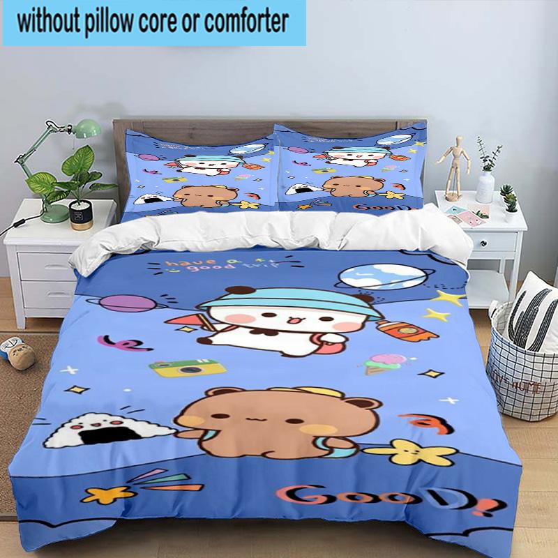 3PCS Bobo Dudu In Love 3pcs Bedding,Including 3PCS Duvet Cover And 2pcs Pillowcases Perfect for Christmas,Ideal for Bedroom, Dormitory