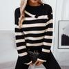Women's Autumn and Winter Contrast Striped Knitted Sweater