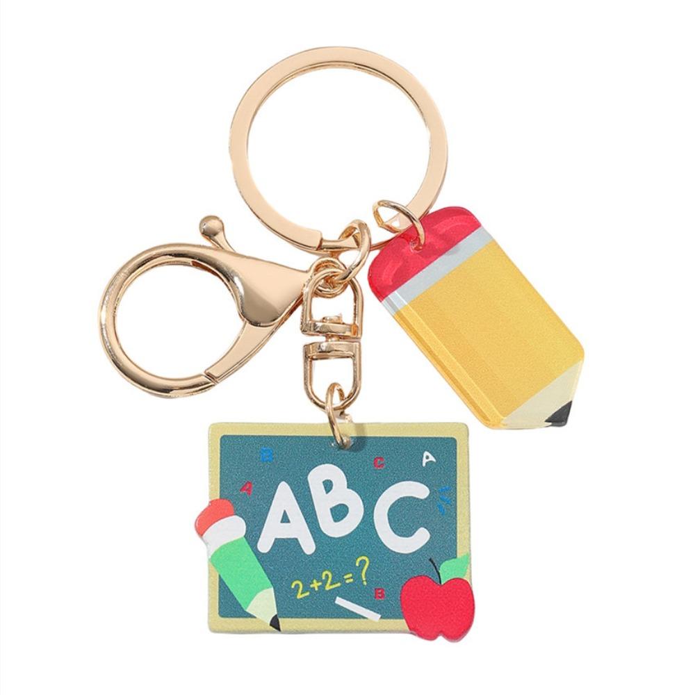 English Letter Pencil Keychain Geometric Shape Teacher Education Pendant  Graduation Ceremony