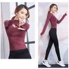 Yuoku Long Sleeve Yoga with Slim Fitness M and Wine Sportswear, T-Shirt Thumbholes, Fit, Women's Top, Sports, Gym, Training, Moisture-Wicking,