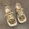 New Square Toe Leopard Print Canvas Shoes Women 'S Spring Summer Sneakers Woman Vulcanized Sports Shoes Houndstooth Zebra Sneaker