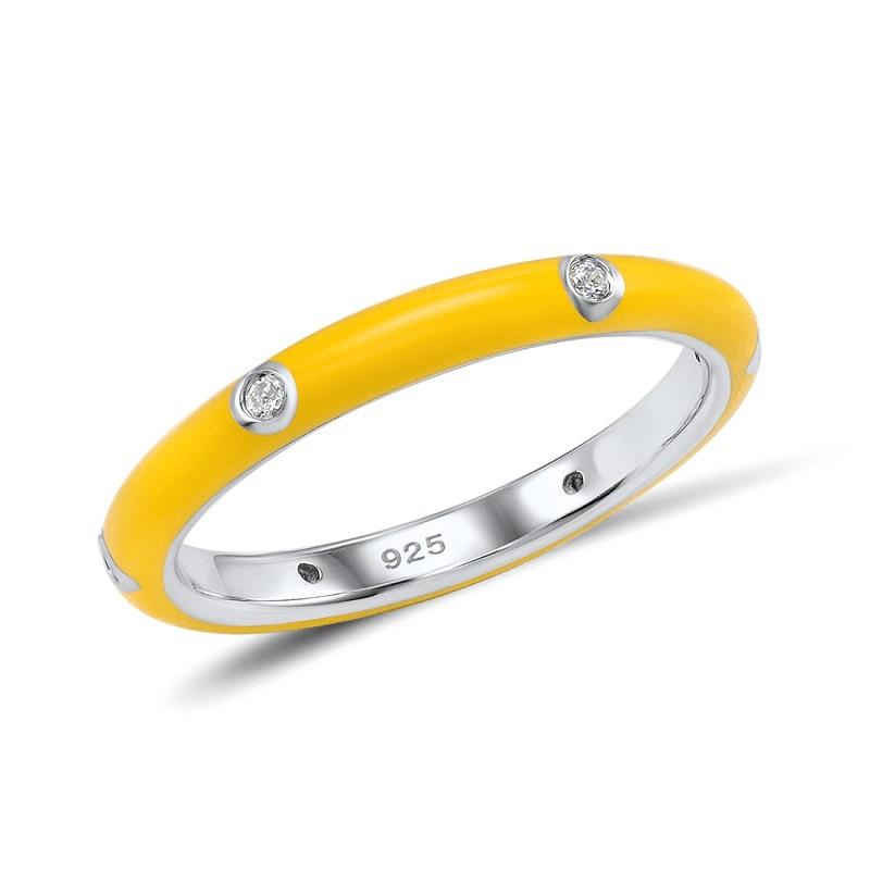 925 Silver Plated Colorful Rainbow CZ Eternal Stackable Ring Ladies Wedding Party Engagement Ring Jewelry Gift Women's Ring