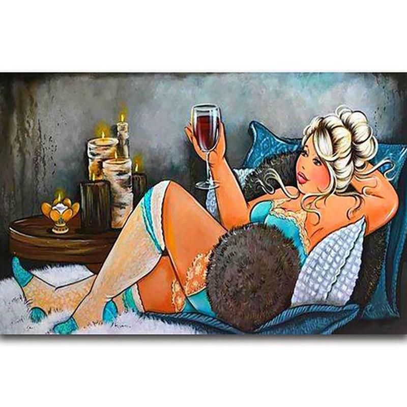 Полный круглый бриллиант 5D DIY сексуальная женская алмазная живопись мультфильм толстая леди Алмазная вышивка крестиком мозаика домашний декор