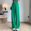 Women's Ice Silk Wide Leg Pants for Spring and Autumn Chiffon High Waist Comfortable Straight Tube Slim Casual